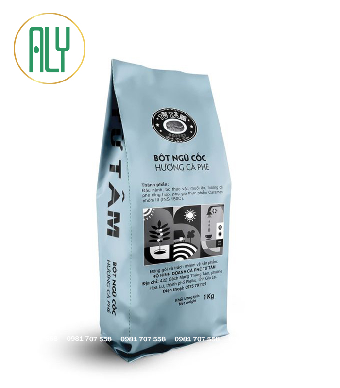 Túi zip đựng cà phê 8 cạnh Túi zip đựng cà phê đáy đứng có van 1 chiều